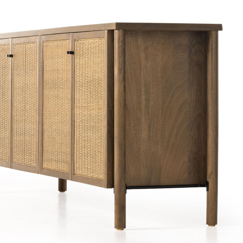 Veta 74" Taupe Cane and Wood Credenza - image 6 of 11