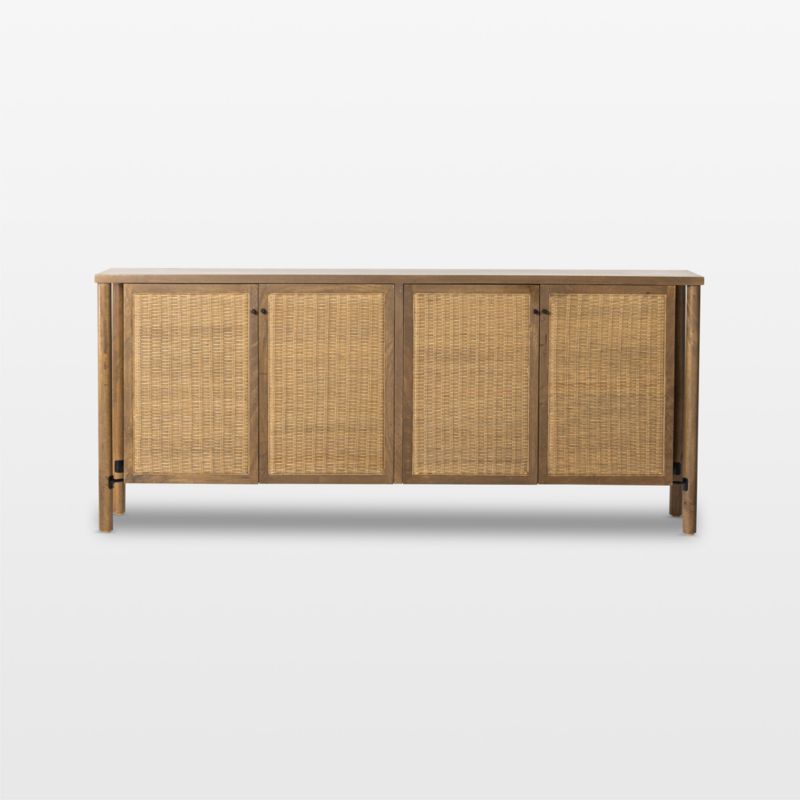 Veta 74" Taupe Cane and Wood Credenza