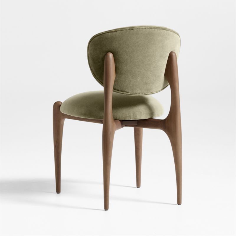 Via Olive Green Velvet Walnut Dining Side Chair - image 6 of 9