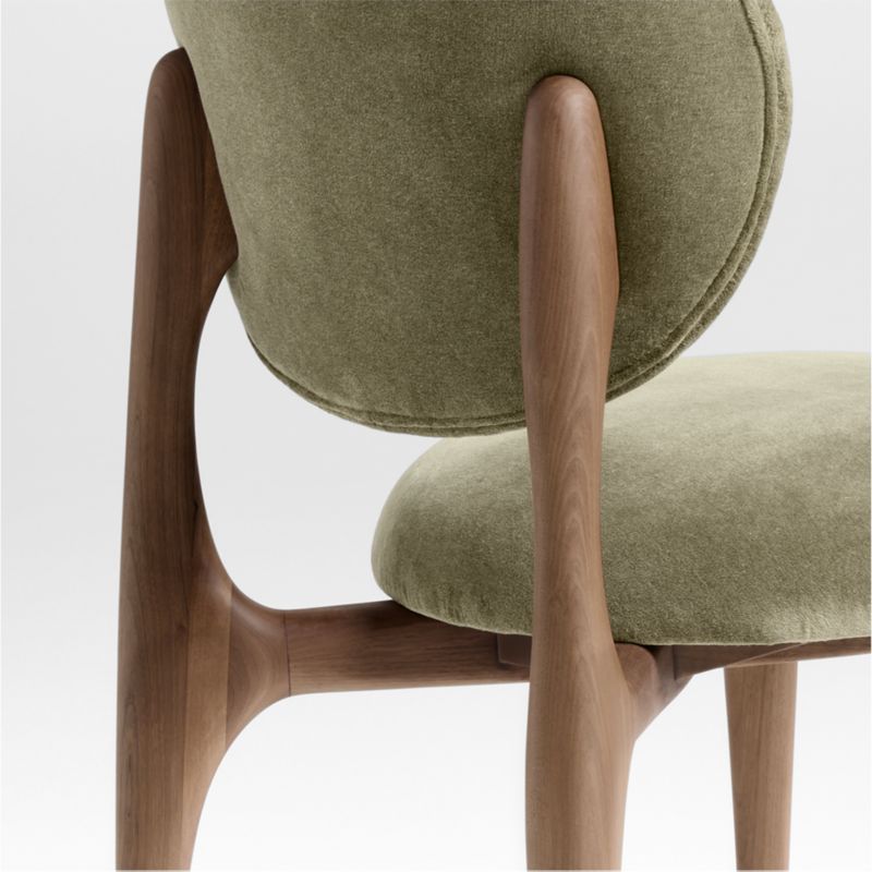 Via Olive Green Velvet Walnut Dining Side Chair - image 8 of 9