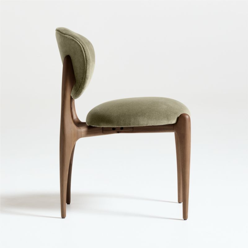 Via Olive Green Velvet Walnut Dining Side Chair - image 7 of 9