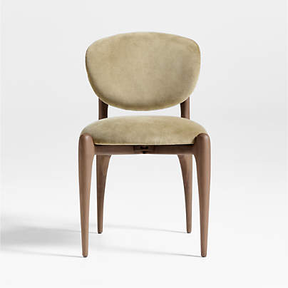 Via Olive Green Velvet Walnut Dining Side Chair