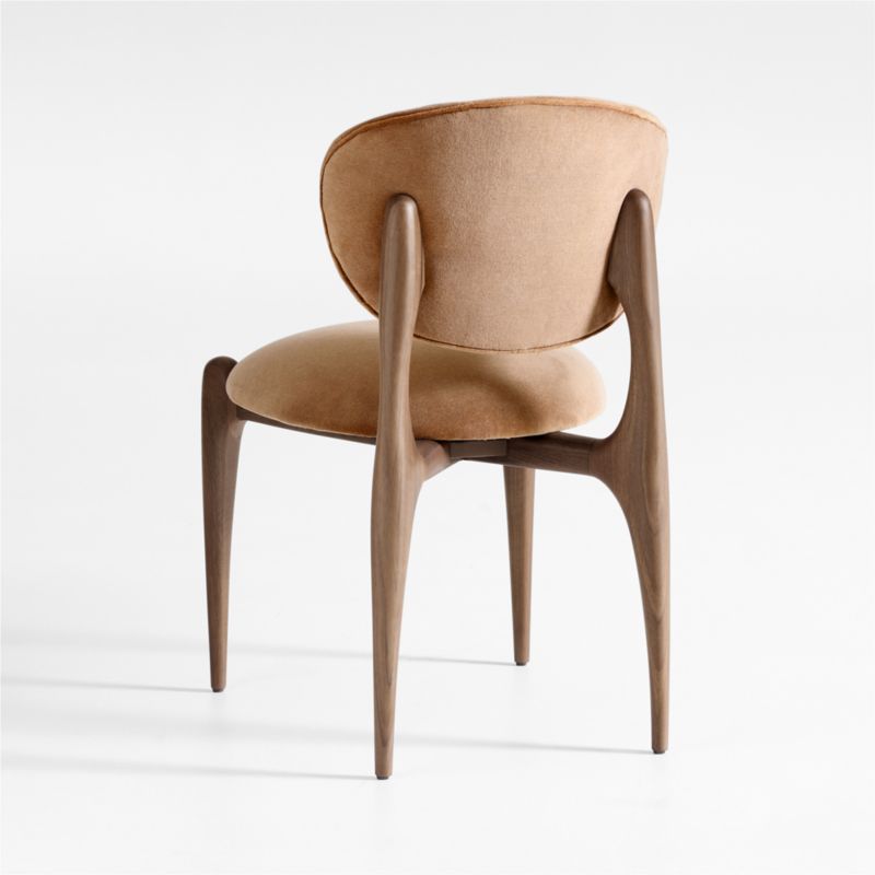 Via Toffee Brown Velvet Walnut Dining Side Chair - image 6 of 9