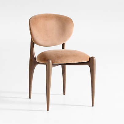 Via Toffee Brown Velvet Walnut Wood Dining Chair