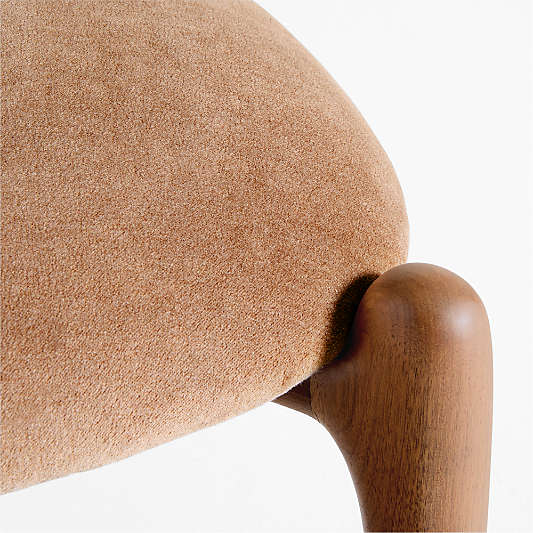 Via Toffee Brown Velvet Walnut Wood Stools