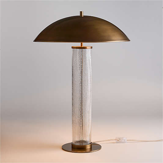 Vidro Glass Table Lamp with Brass Shade 27"