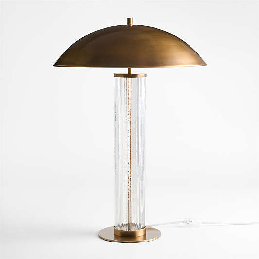 Vidro Glass Table Lamp with Brass Shade 27"