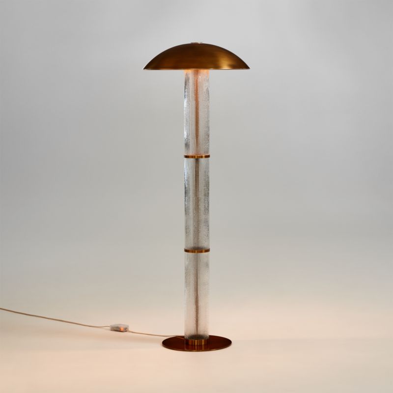 Vidro Ribbed Glass Floor Lamp with Brass Shade - image 0 of 4