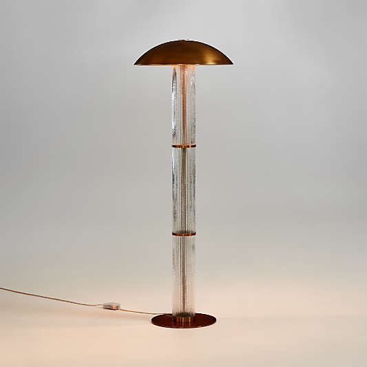 Vidro Ribbed Glass Floor Lamp with Brass Shade