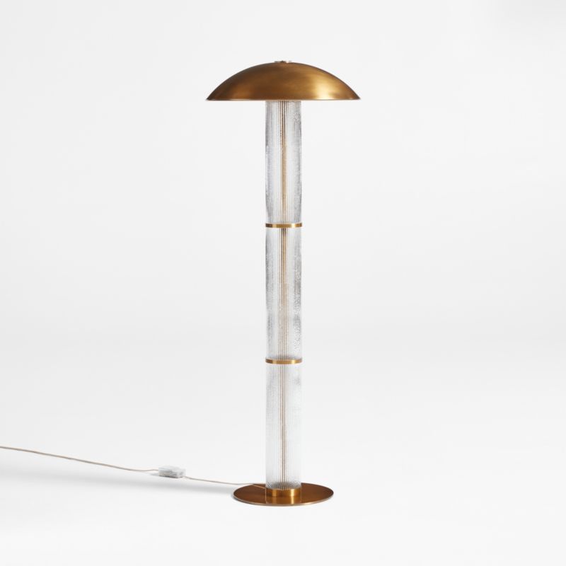 Vidro Ribbed Glass Floor Lamp with Brass Shade - image 2 of 4