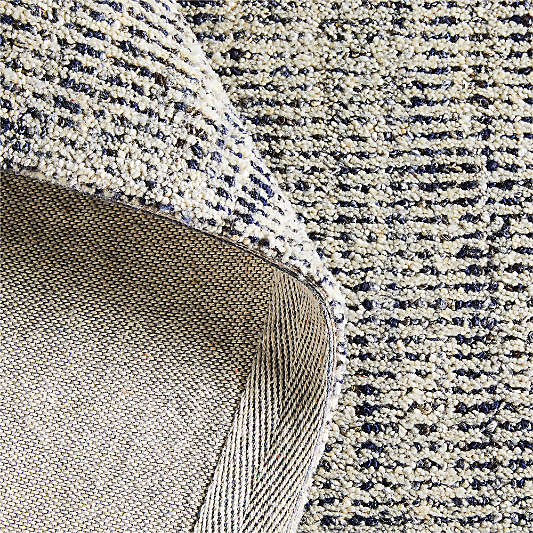 Vienne Wool Striped White and Blue Rug Swatch 12"x18"