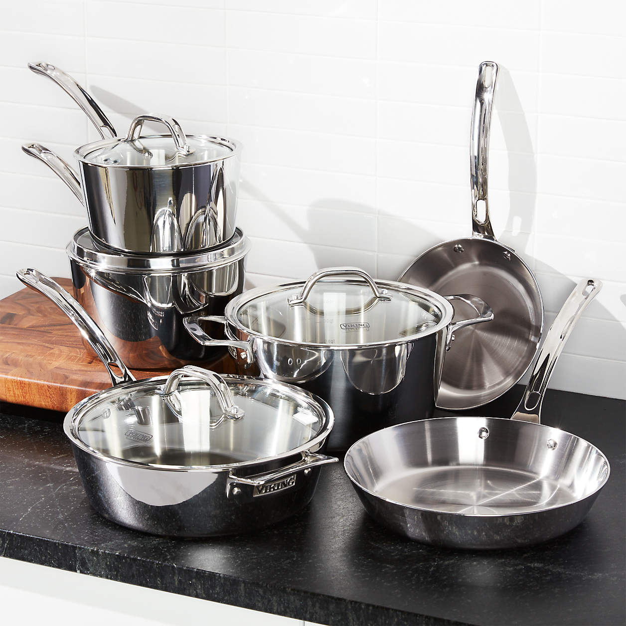 Viking Stainless Steel 10-Piece Cookware Set + Reviews | Crate & Barrel