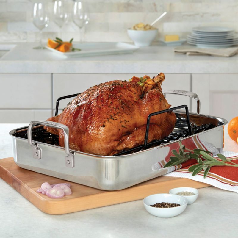 Viking ® 3-Ply Stainless Steel Roasting Pan with Rack and Thermometer Set - image 1 of 9