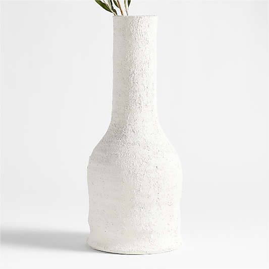 Villa White Bottle Ceramic Vase 20"