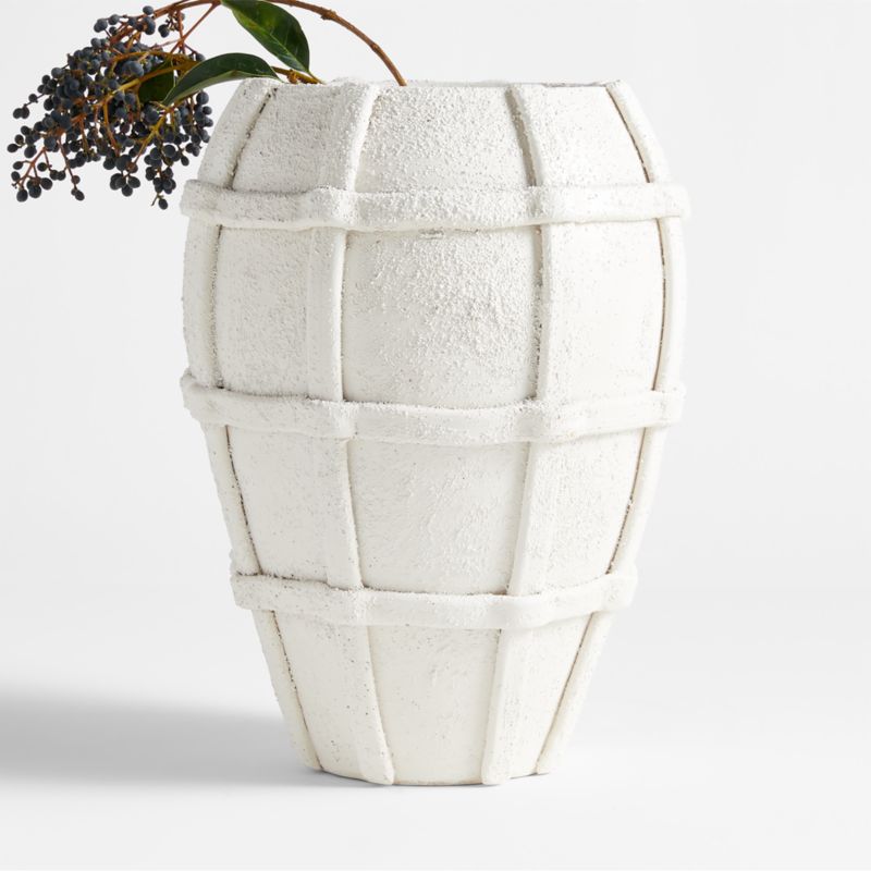 Villa White Grid Ceramic Vase 15"