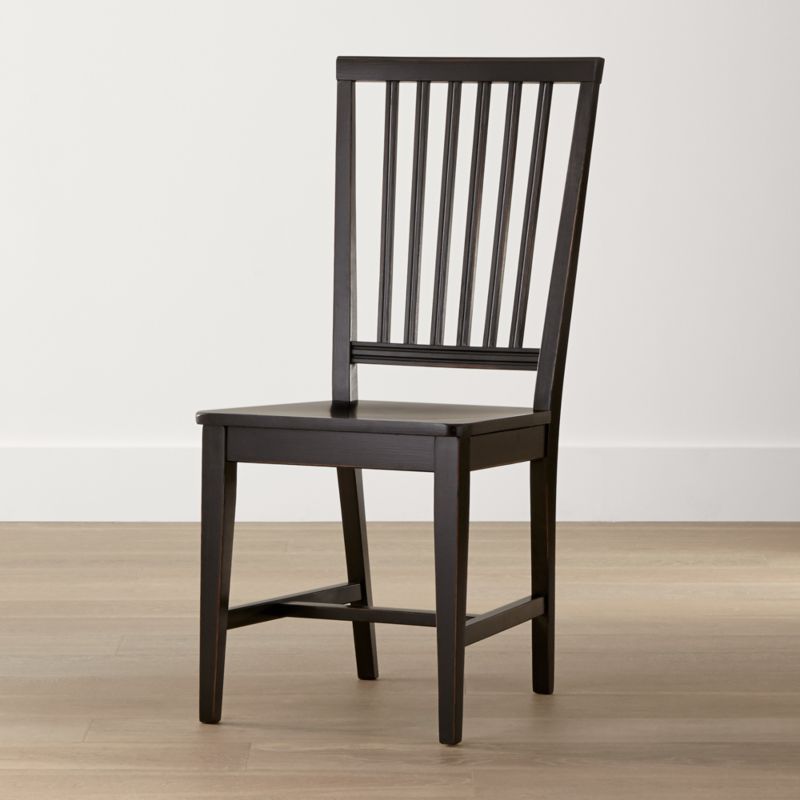 Village Bruno Black Wood Dining Chair + Reviews Crate & Barrel