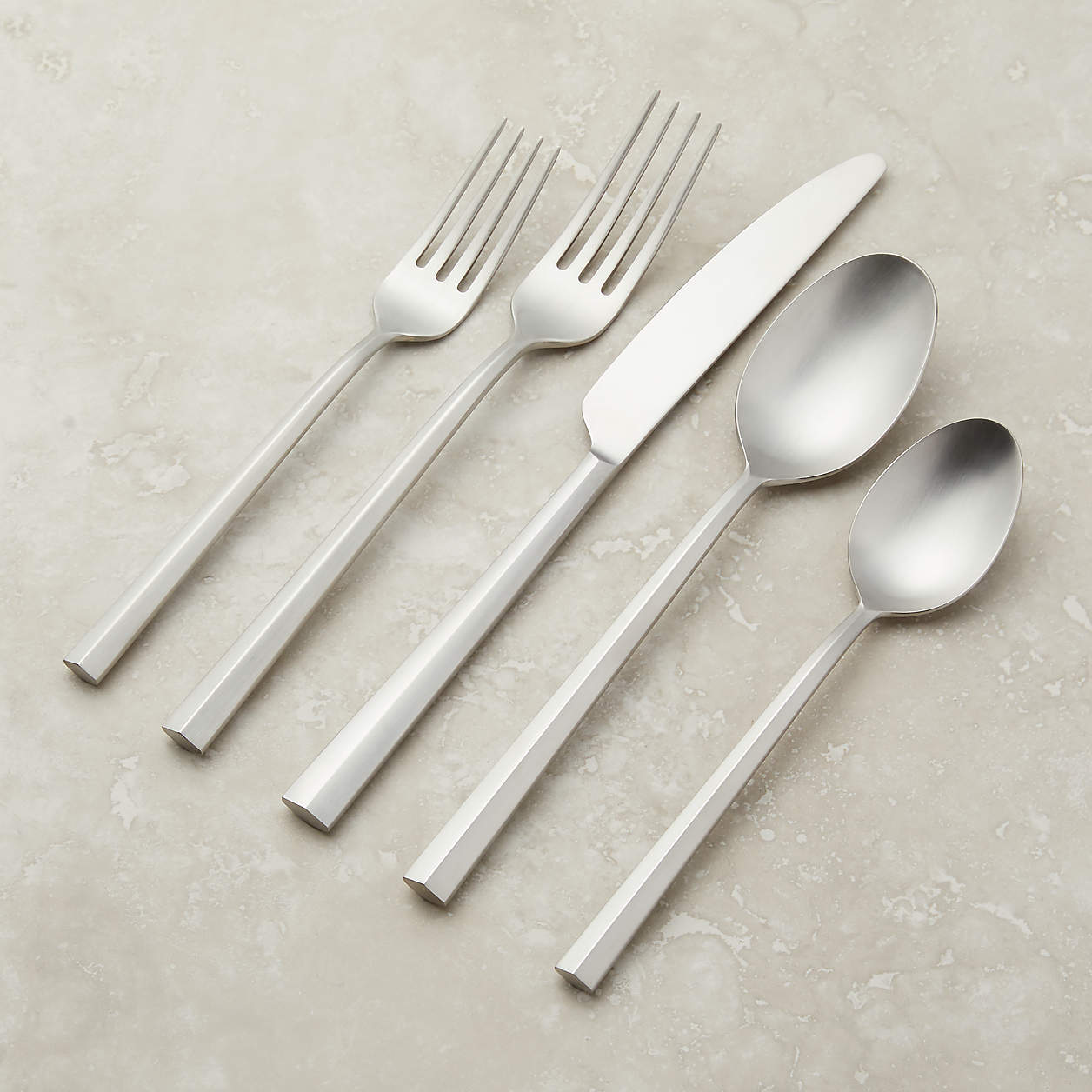 Vince Satin 5-Piece Flatware Place Setting + Reviews | Crate & Barrel