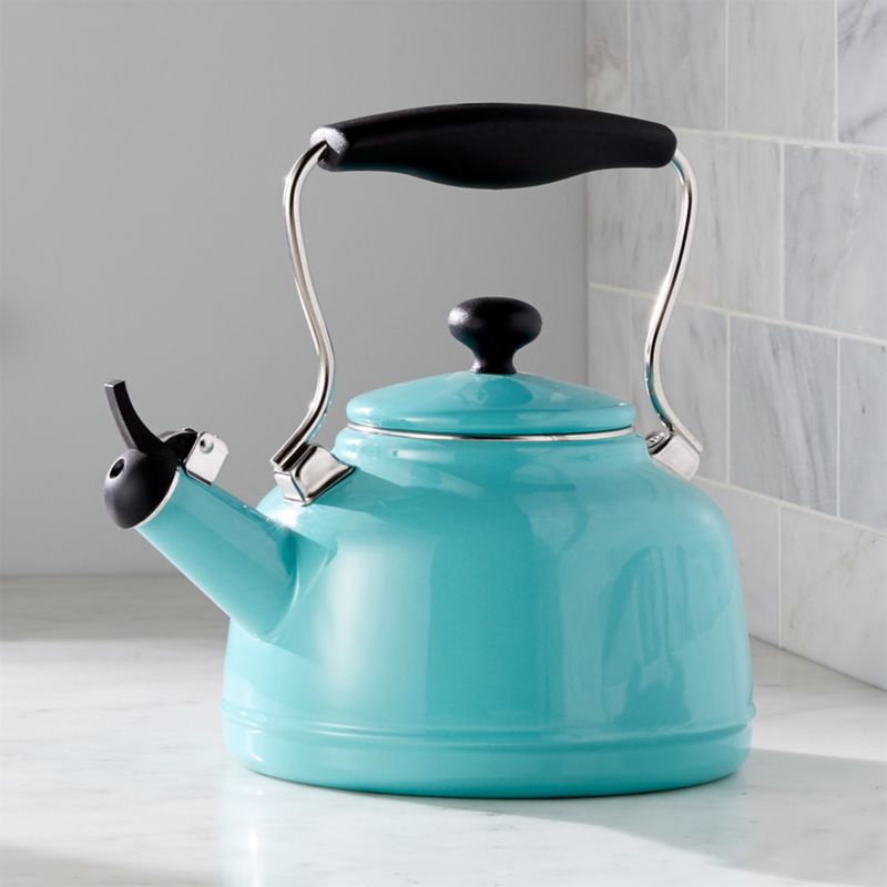 Chantal Vintage Aqua Steel Enamel Tea Kettle + Reviews Crate & Barrel