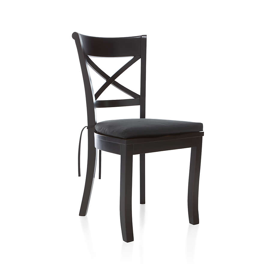 Vintner Black Wood Dining Chair and Cushion Crate Barrel