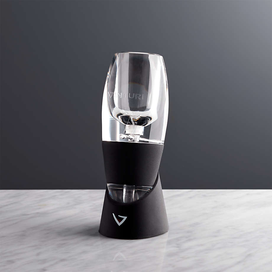 Black Vinturi Wine Aerator and Wine Decanter Includes Base Enhanced