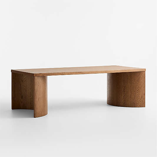 Virage 96" Curved Warm Brown Oak Wood Dining Table