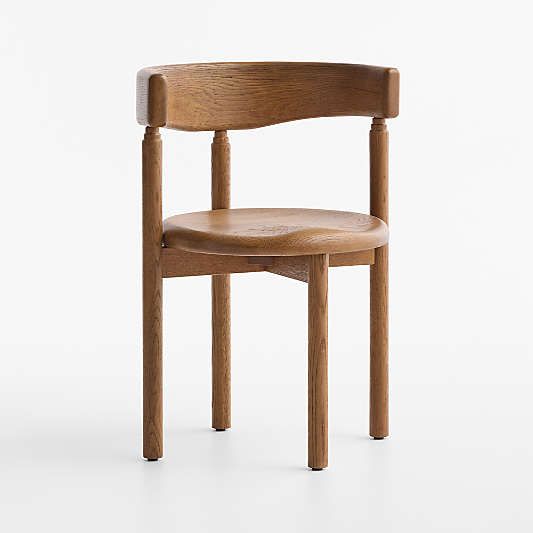 Virage Warm Brown Oak Wood Curved Dining Chair