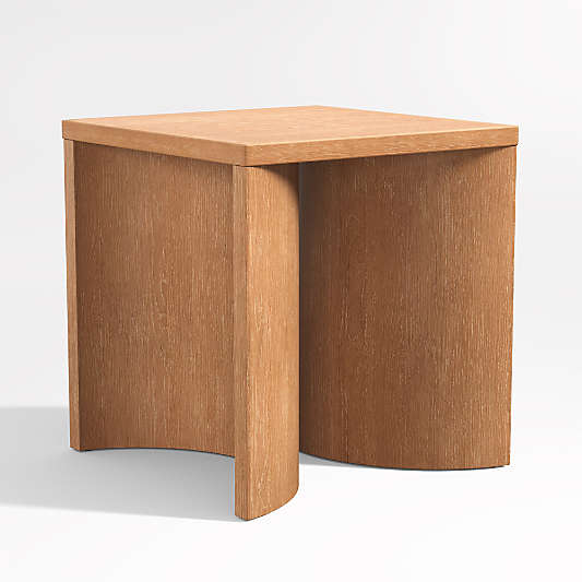 Virage Light Brown Oak Wood Square Side Table