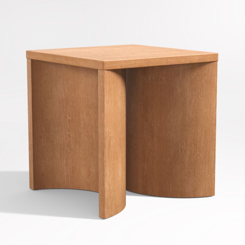 Troupe 24" Pine Wood Square Side Table with Marble Top