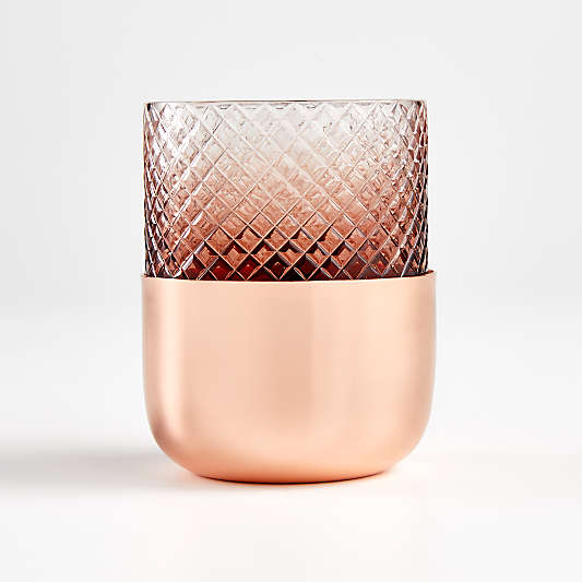 Virtuoso Blush Tealight Holder with Rose Gold Metal