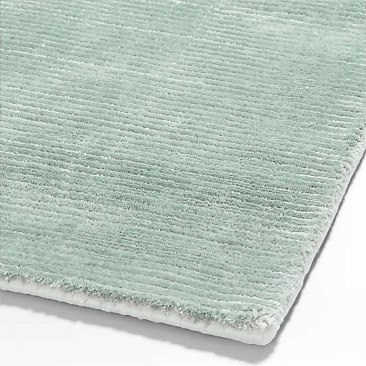 Viscose Double Striped Light Green Kids Area Rug 5'x8'