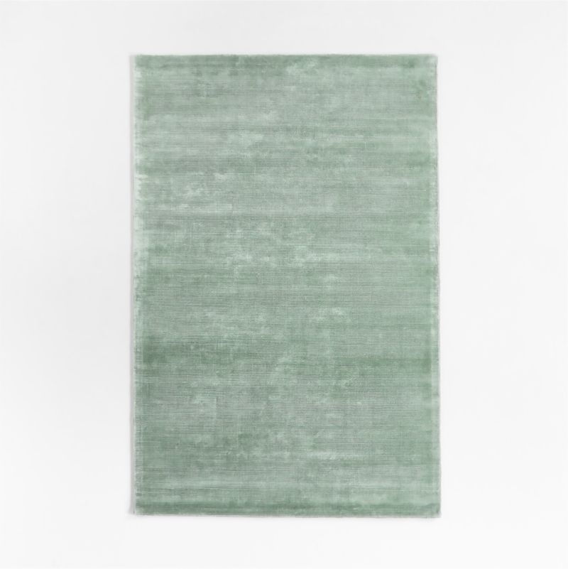 Viscose Double Striped Light Green Kids Area Rug 5'x8'