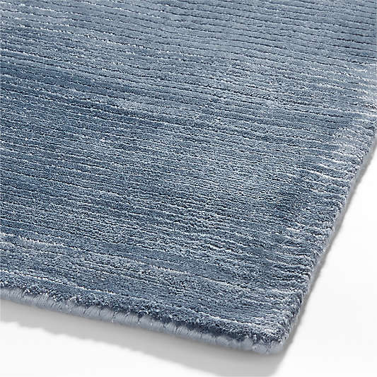 Viscose Double Striped Smoke Blue Kids Area Rug 5'x8'