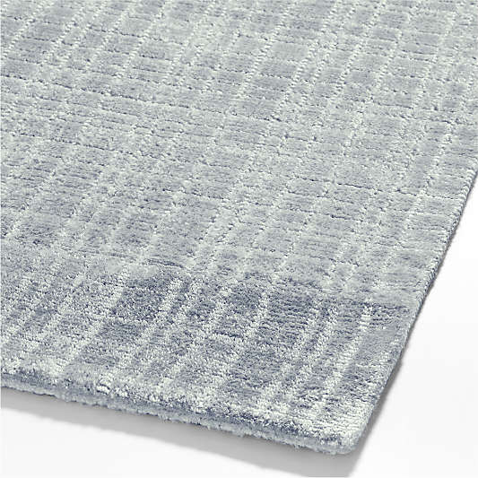 Viscose Grid Light Blue Kids Area Rug