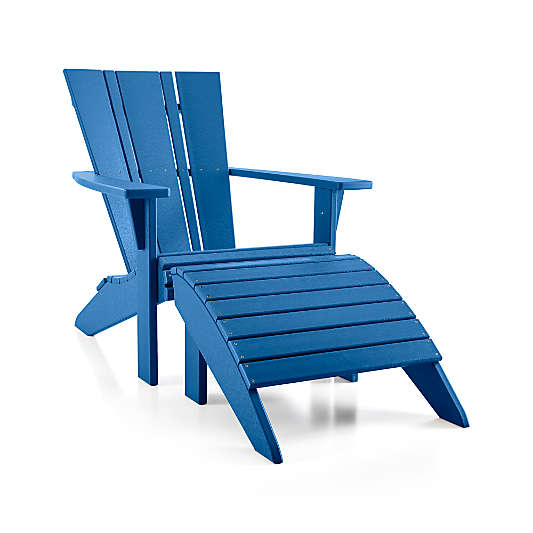 Vista II Pacific Blue Outdoor Adirondack Chair Ottoman by POLYWOOD®