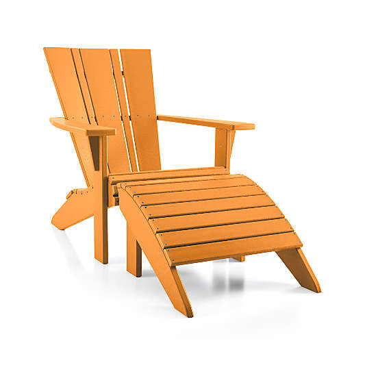 Vista II Tangerine Outdoor Adirondack Chair Ottoman by POLYWOOD®