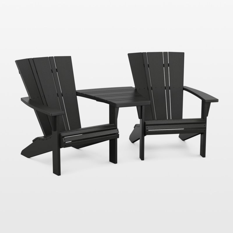 Vista II Black 3-Piece Adirondack Chair Set with Connecting Outdoor Table by POLYWOOD® - image 0 of 1