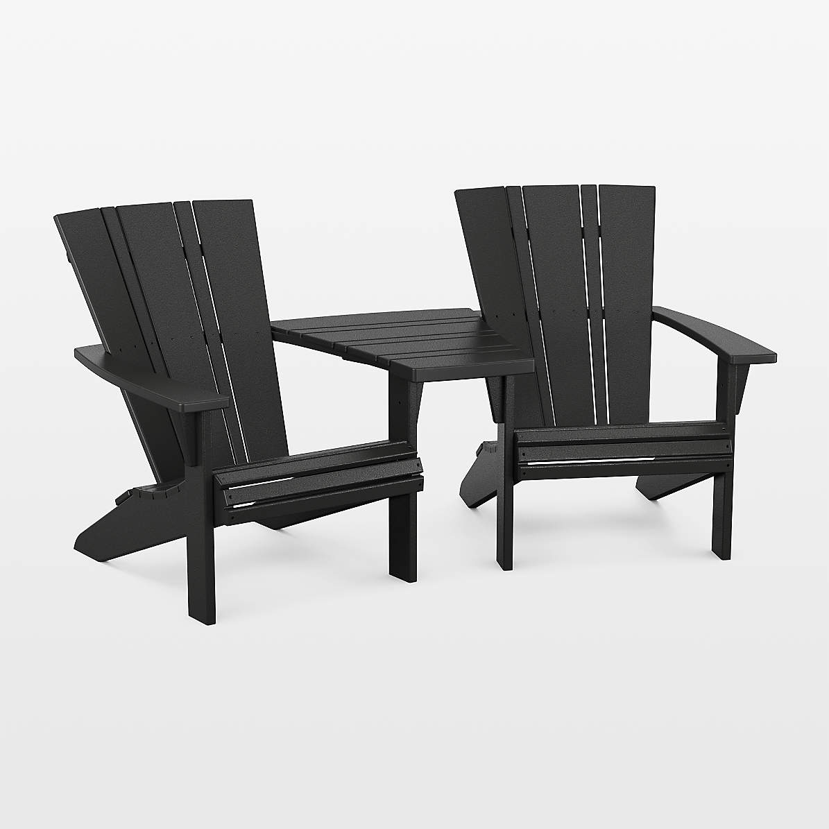 Vista II Black 3 Piece Adirondack Chair Set with Connecting Outdoor