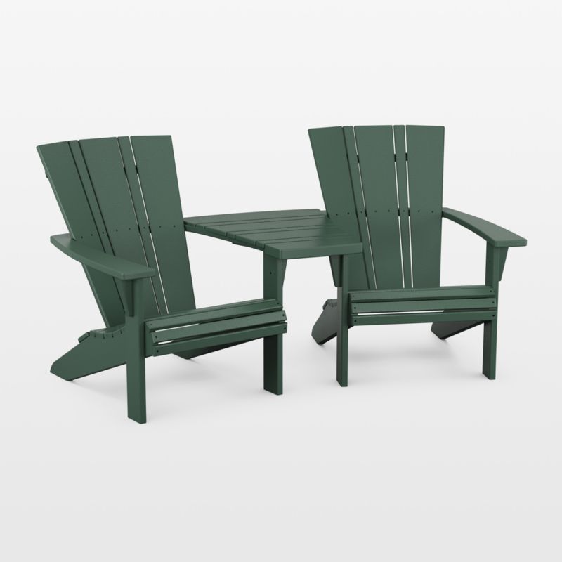 Vista II Green 3-Piece Adirondack Chair Set with Connecting Outdoor Table by POLYWOOD® - image 0 of 1