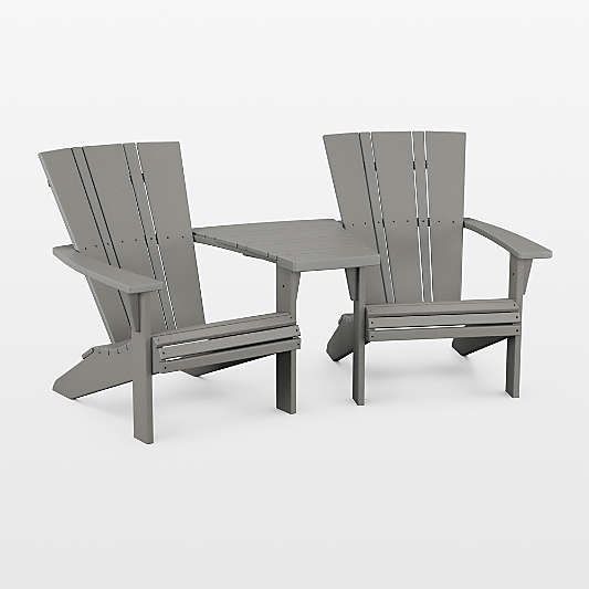 Vista II Grey 3-Piece Adirondack Chair Set with Connecting Outdoor Table by POLYWOOD®