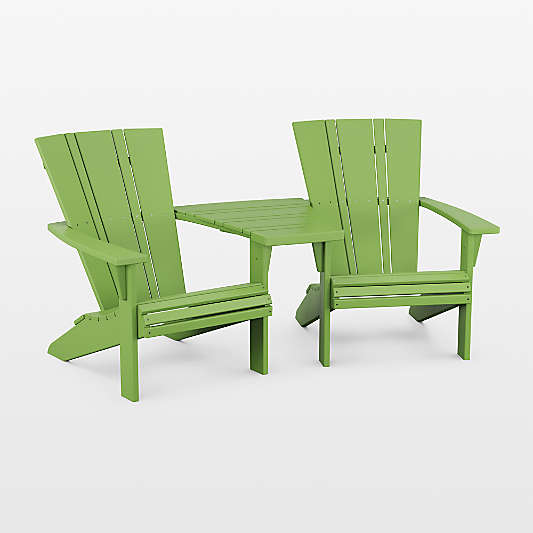 Vista II Lime Green 3-Piece Adirondack Chair Set with Connecting Outdoor Table by POLYWOOD®