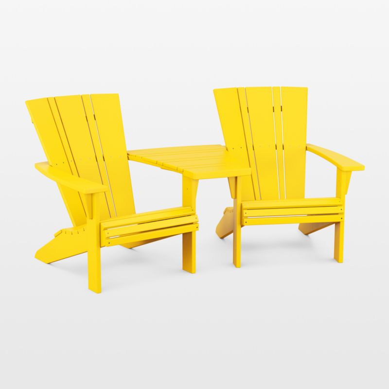 Vista II Lemon Yellow 3-Piece Adirondack Chair Set with Connecting Outdoor Table by POLYWOOD® - image 0 of 1