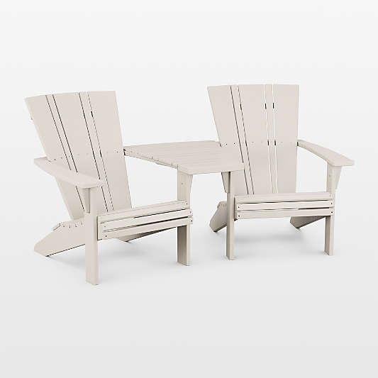 Vista II Sand Brown 3-Piece Adirondack Chair Set with Connecting Outdoor Table by POLYWOOD®