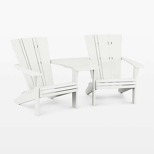 Vista II White 3-Piece Adirondack Chair Set with Connecting Outdoor Table by POLYWOOD®