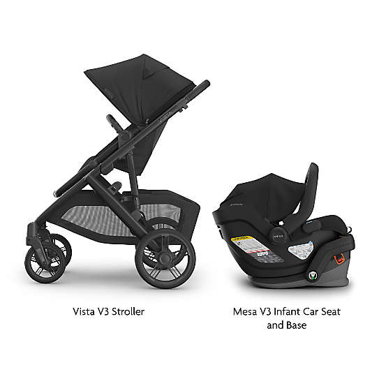 UPPAbaby Vista V3 Jake Black Foldable Baby Stroller + Mesa V3 Travel System