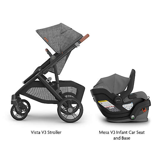 UPPAbaby Vista V3 Greyson Charcoal Foldable Stroller + Mesa V3 Travel System