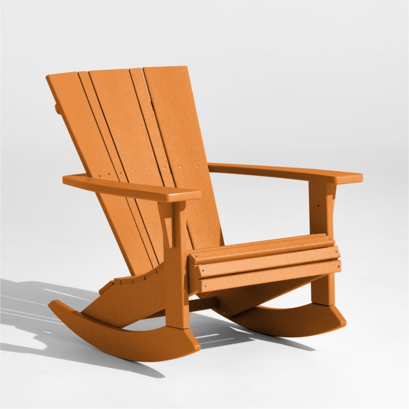 Vista Tangerine Orange Outdoor Adirondack Rocking Chair by POLYWOOD® - image 0 of 7