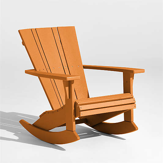 Vista Tangerine Orange Outdoor Adirondack Rocking Chair by POLYWOOD®