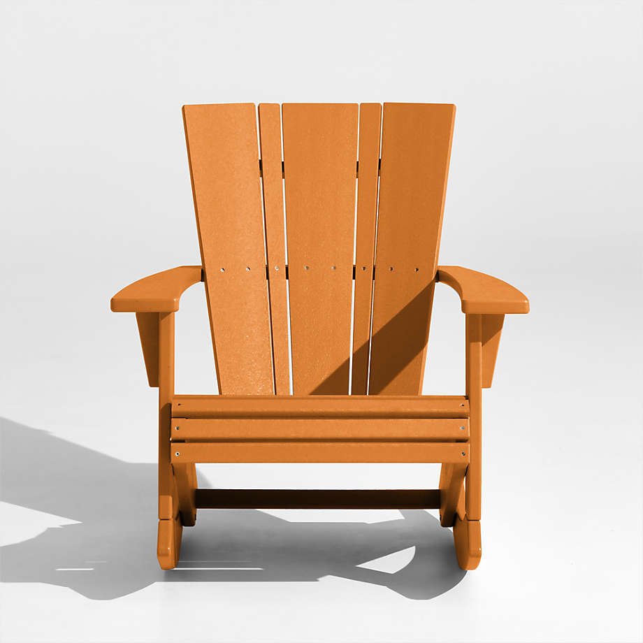 Vista Tangerine Orange Outdoor Adirondack Rocking Chair By POLYWOOD ...