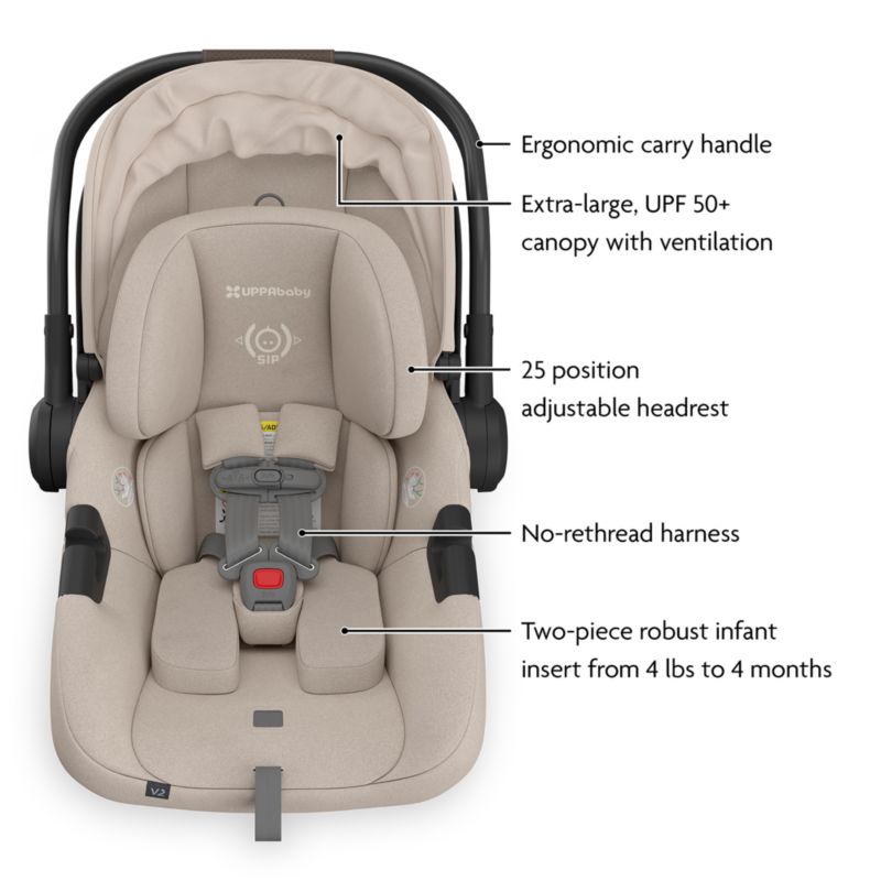 UPPAbaby Vista V3 Ada Sandstone Melange Foldable Convertible Baby Stroller + Aria V2 Infant Car Seat Travel System - image 7 of 8