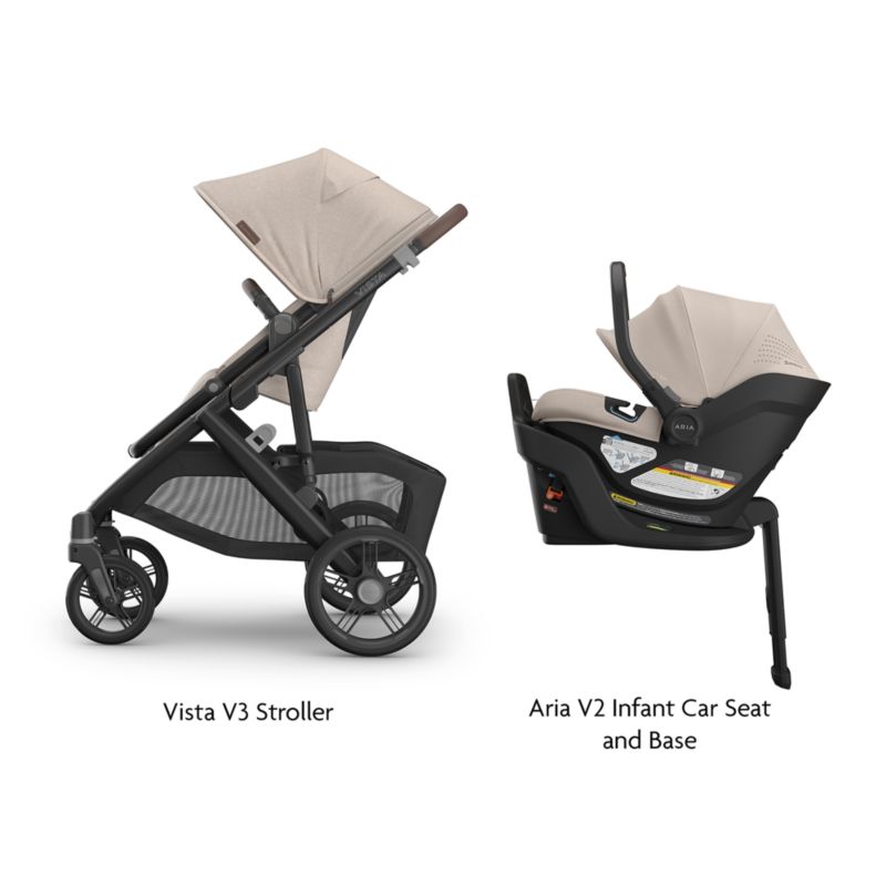 UPPAbaby Vista V3 Ada Sandstone Melange Foldable Convertible Baby Stroller + Aria V2 Infant Car Seat Travel System - image 5 of 8